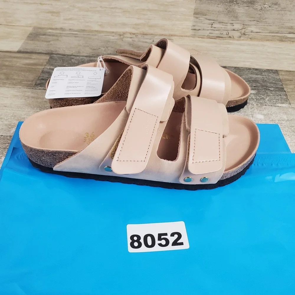 Birkenstock Uji Unisex Slides Sandals Womens 5 New Beige Nubuck Leather NWOB